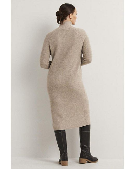 Boden Natural High-neck Knit Wool & Alpaca-blend Midi Dress