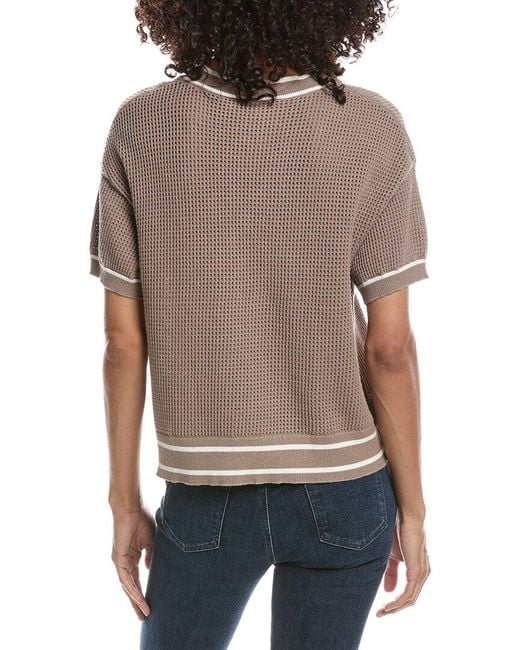 Bernardo White Basketweave Tipped Cardigan