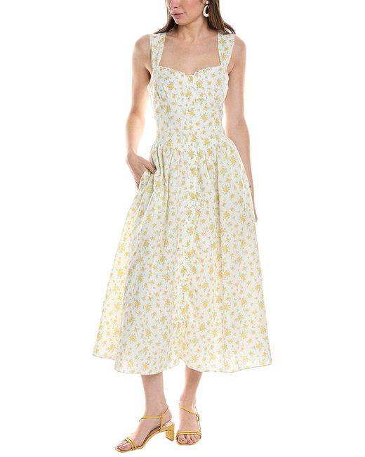 Bardot Natural Malea Linen-blend Midi Dress