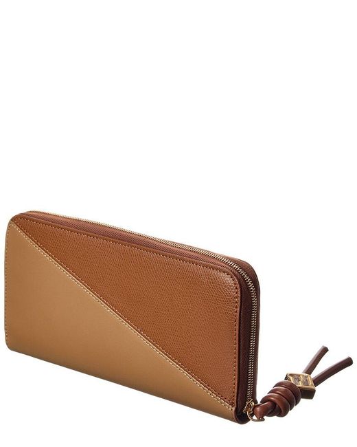 Fendi Brown Ff Diamonds Zipper Around Large Leather Wallet
