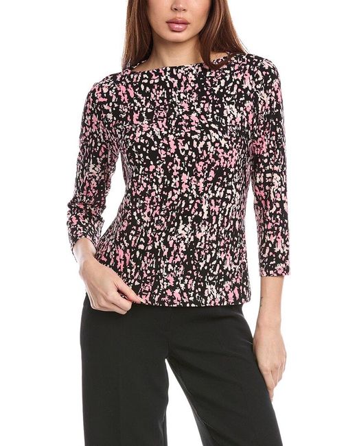 Anne Klein Red Boat Neck Top