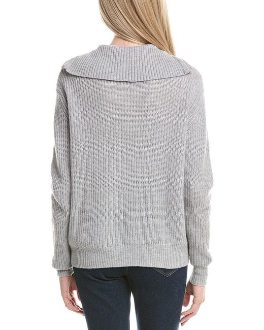 Autumn Cashmere Gray Shaker 1/2-Zip Mock Neck Cashmere Sweater