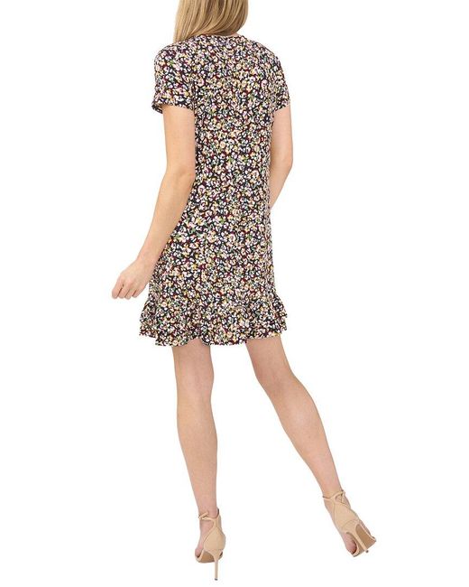 Cece Natural Tie Front Flutter Sleeve Dress