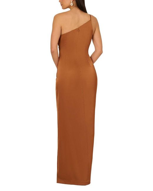 ADRIANNA EVE Brown Solid Maxi Dress