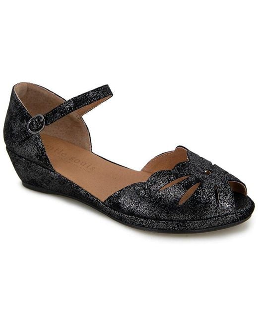 Gentle Souls Black Lily Moon Pu Wedge