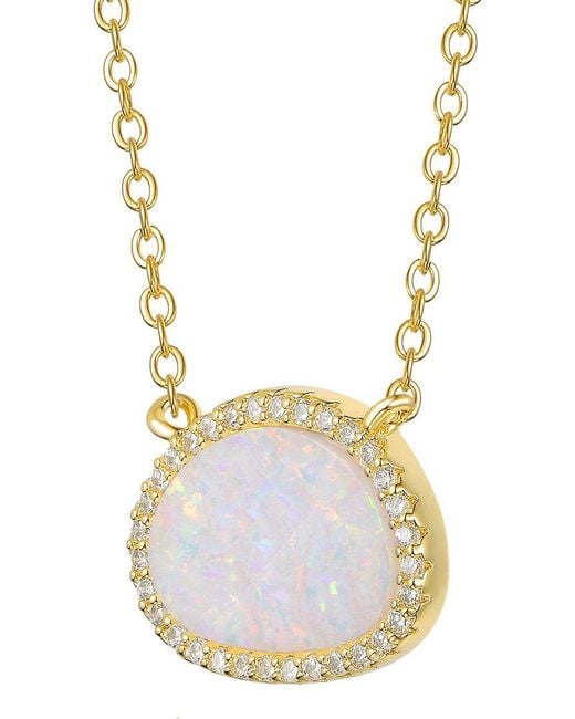 Genevive Jewelry Metallic Rachel Glauber 14K Plated Cz Opal Necklace