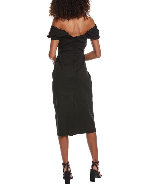 A.L.C. Black Nora Linen-Blend Midi Dress