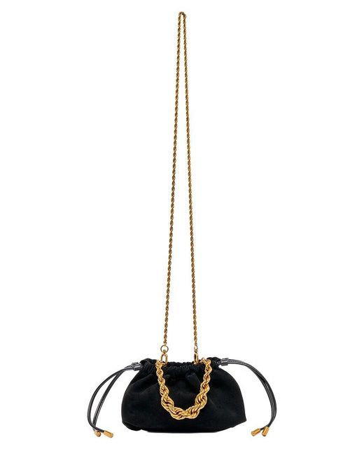 Dolce Vita Black Cleo Mini Suede Drawstring Bag