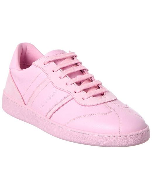 Ferragamo Pink Achille Leather Sneaker