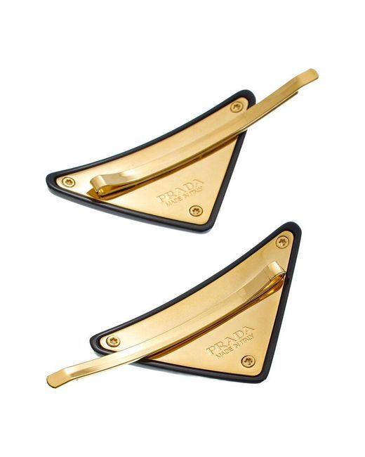 Prada Black Logo Hair Clips