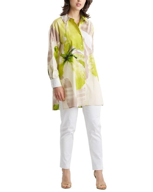Natori Yellow Orchid Poplin Oversized Shirt