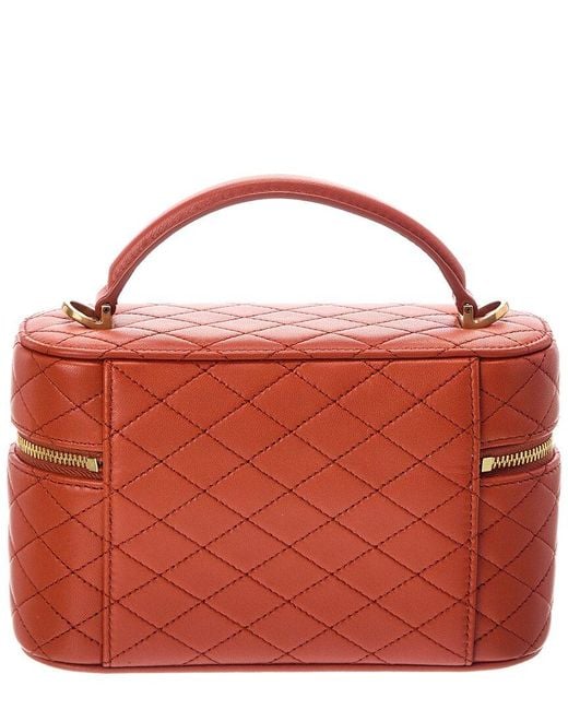Saint Laurent Red Gaby Leather Cosmetic Case