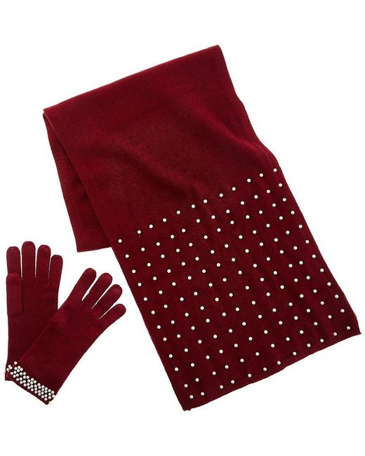 La Fiorentina Red Gloves & Scarf Box Set