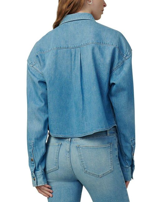 Joe's Jeans Blue The Cropped Boyfriend Linen-Blend Shirt
