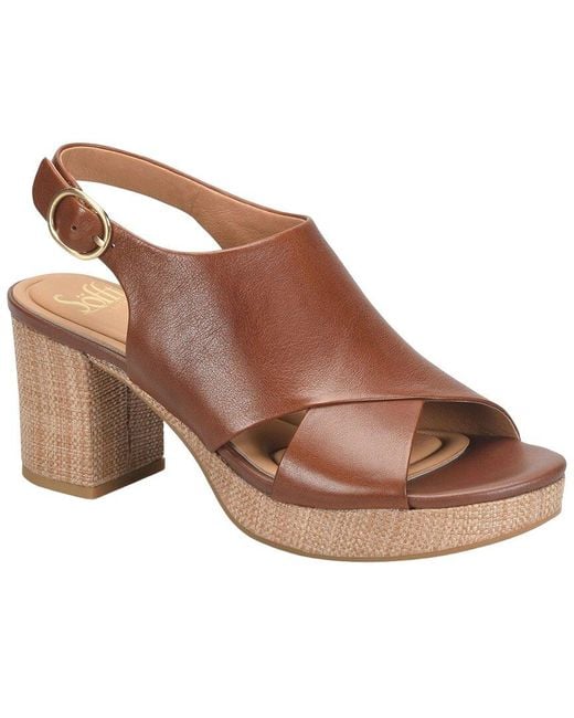 Söfft Brown Liv Leather Heeled Sandal