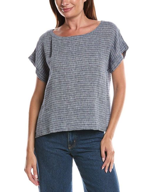Eileen Fisher Blue Linen Box Top