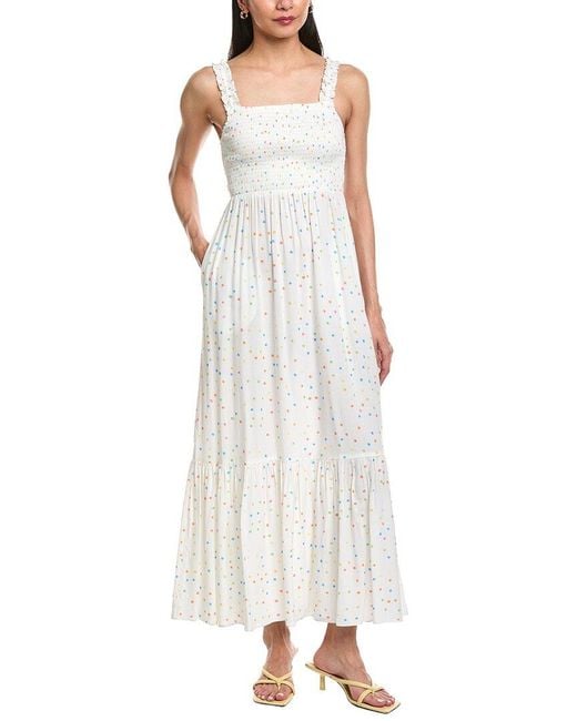 Garrie B White Ruffled Strap Maxi Dress