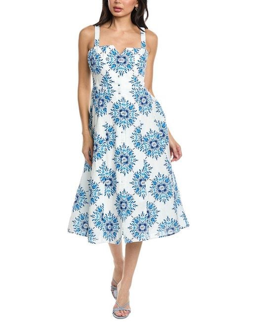 Allison Blue Bella Linen-Blend Shirtdress