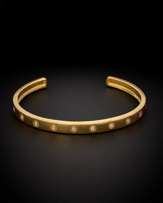 Italian Gold Over Silver Black 18K Italian Vermeil 0.15 Ct. Tw. Diamond Bangle