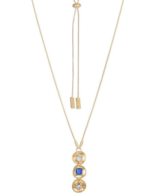 Saachi Metallic Cz Three Charm Pendant Necklace