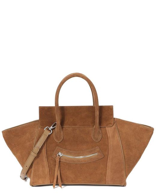 Tiffany & Fred Paris Brown Suede & Leather Winged Tote
