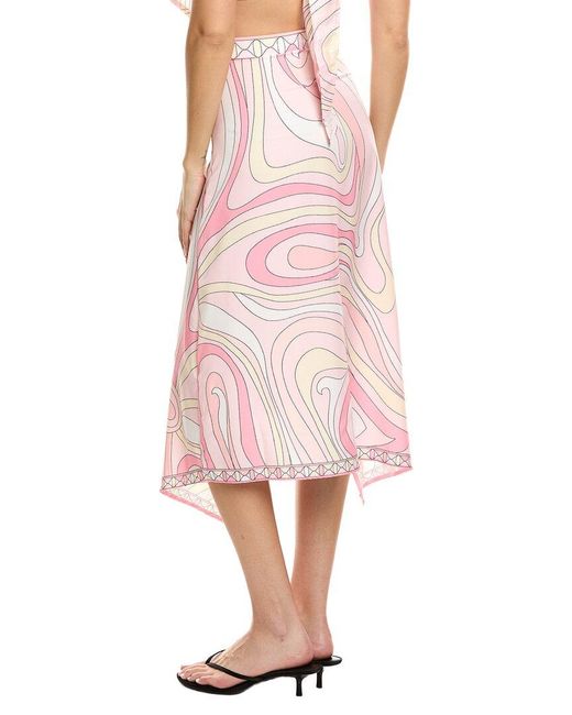Estellina Pink Printed Midi Skirt