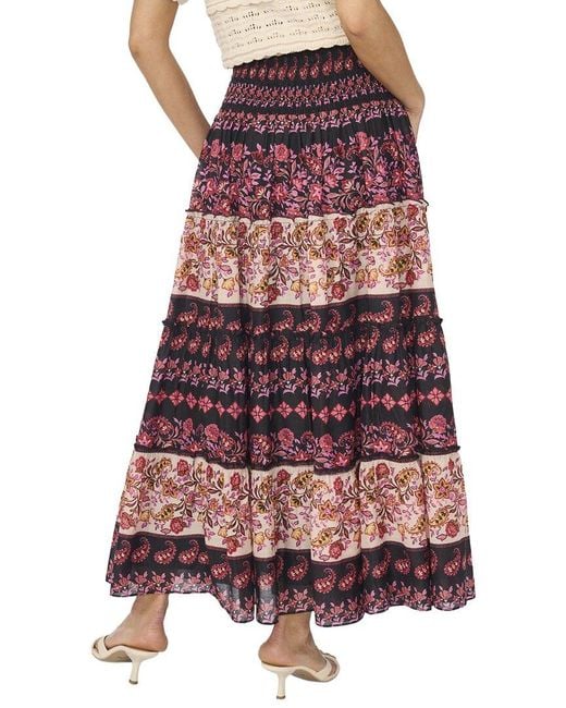 Cece Red Smock Waist Maxi Skirt