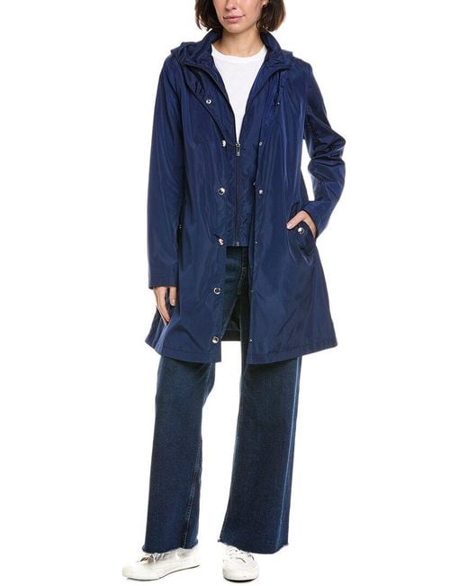 Via Spiga Blue Packable Rain Jacket