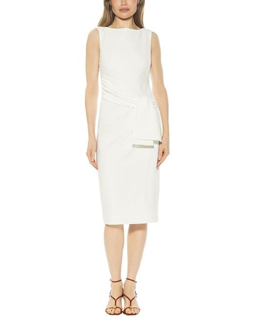 Alexia Admor White Kiara Boatneck Bow Waist Sheath Dress