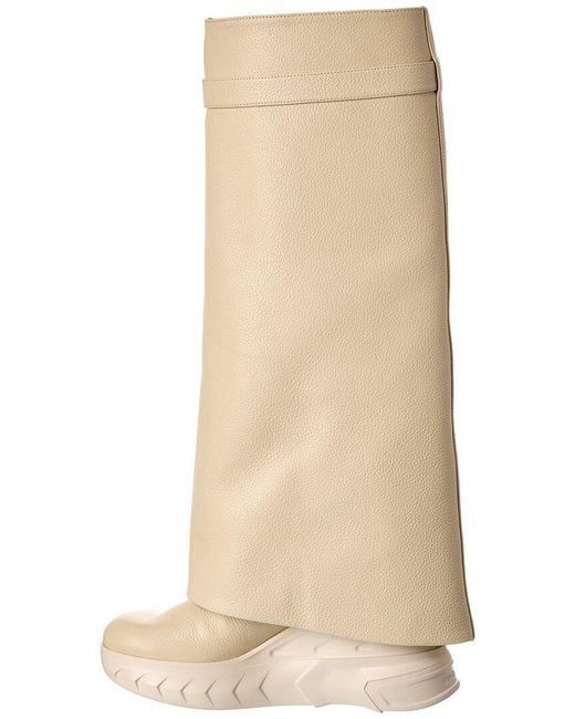 Givenchy Natural Shark Lock Leather Knee-High Biker Boot
