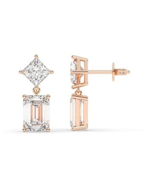 Lab Grown Diamonds White 14K Rose 7.00 Ct. Tw. Lab-Grown Diamond Earrings