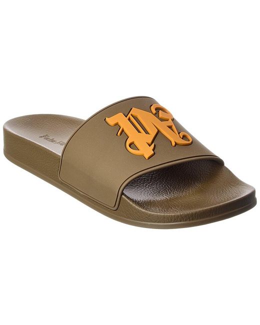 Palm Angels Brown Pa Monogram Pool Slide for men
