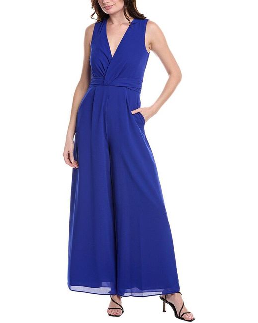 Vince Camuto Blue Chiffon Twist Jumpsuit
