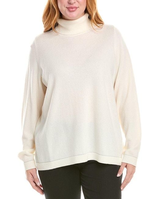 Lafayette 148 New York White Plus Wool & Cashmere-Blend Sweater