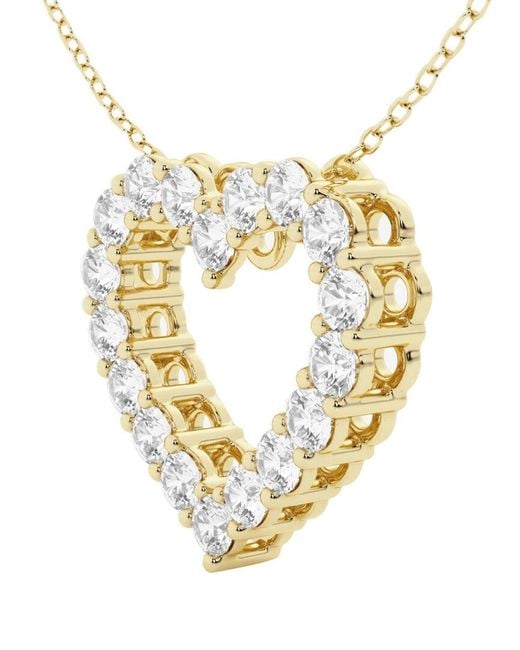 Lab Grown Diamonds Metallic 14k 1.50 Ct. Tw. Lab Grown Diamond Heart Pendant