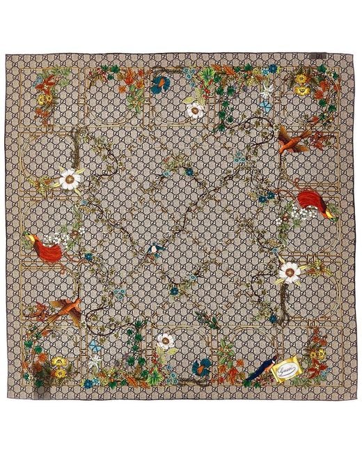 Gucci Metallic Printed Silk Scarf