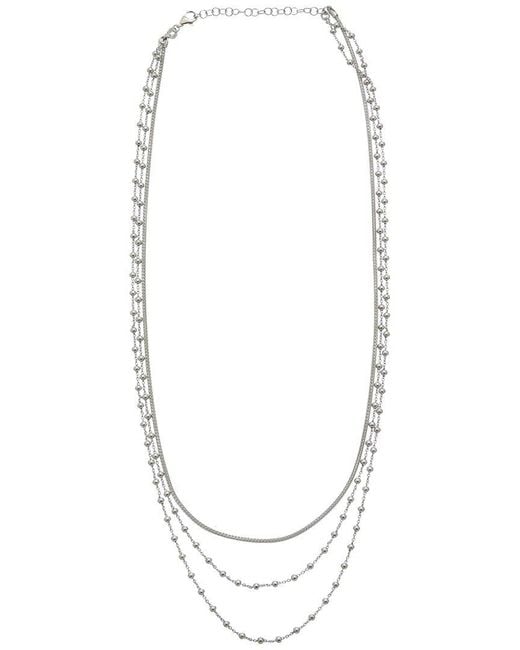 Italian Gold Over Silver White 18K Plated Multi Strand Necklace
