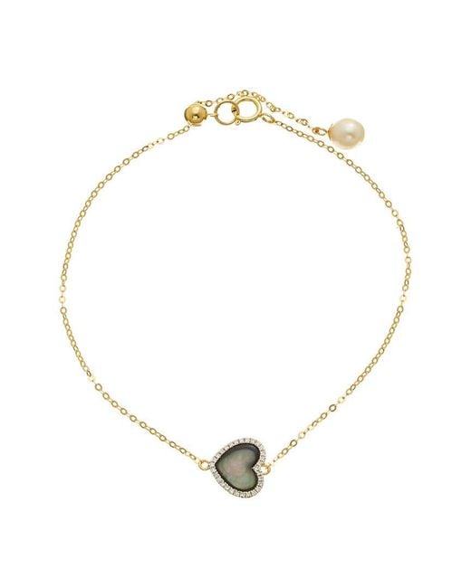 Maitre De Diamant Metallic 18K 0.02 Ct. Tw. Diamond & Pearl Bracelet