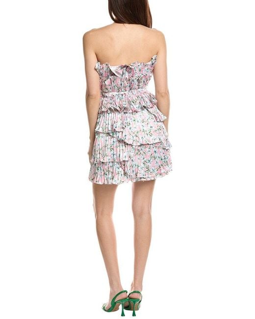 AMUR White Reed Pleated Shell Mini Dress
