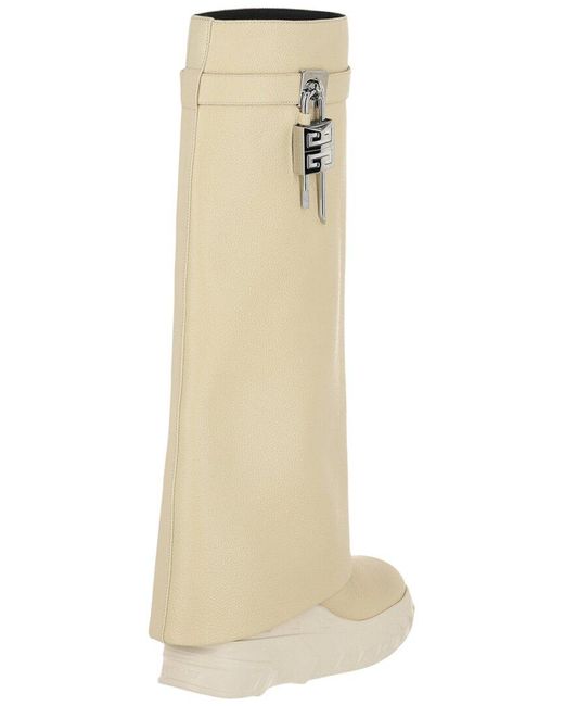 Givenchy Natural Shark Lock Leather Biker Boot
