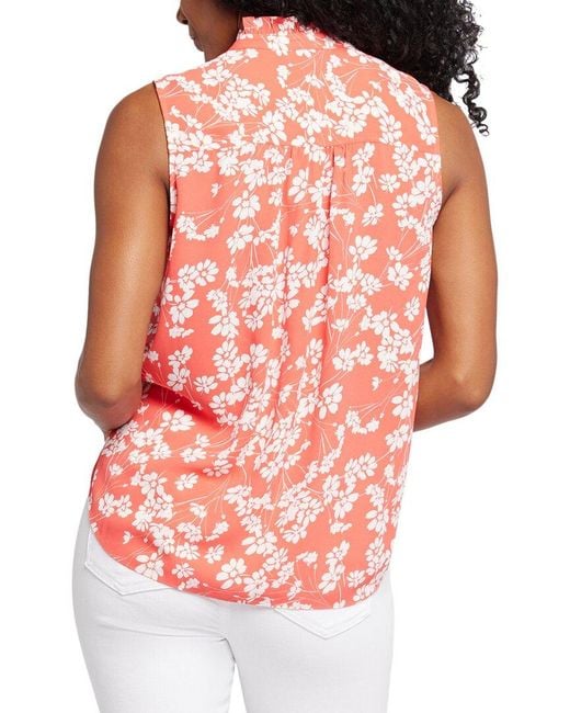 NYDJ Red Ruffle Neck Blouse