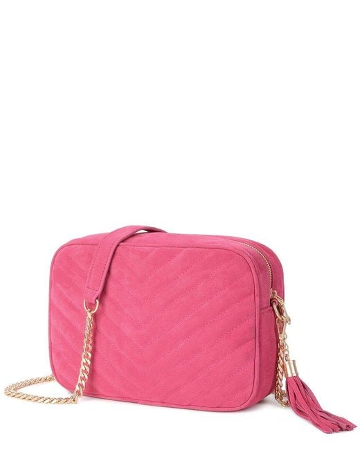 Tiffany & Fred Paris Pink Quilted Suede Camera Bag