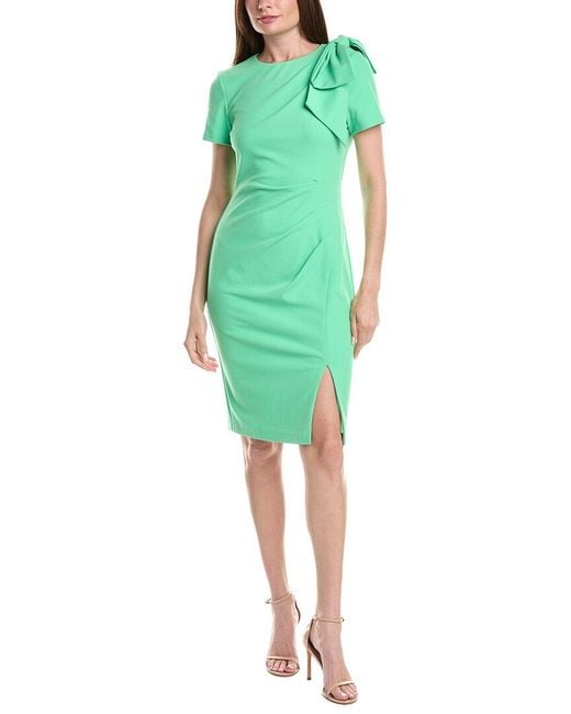 Adrianna Papell Green Pleated Bow Mini Dress