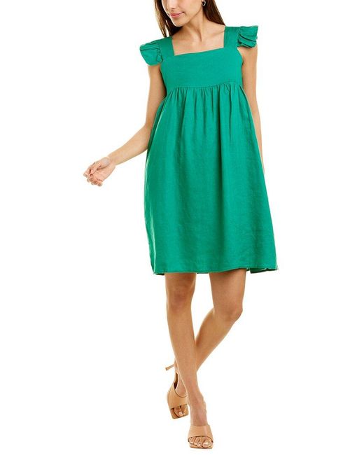 Beulah Cap Sleeve Mini Dress in Green ...