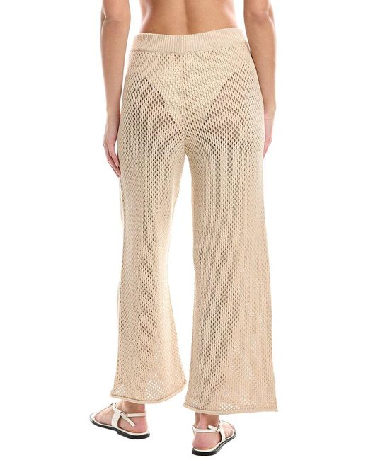 Onia Natural Crochet Knit Wide Leg Pant