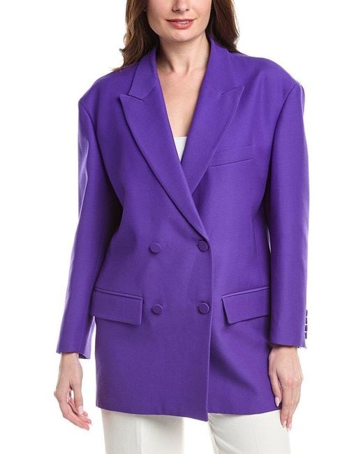 Valentino Purple Wool & Silk-Blend Over Jacket