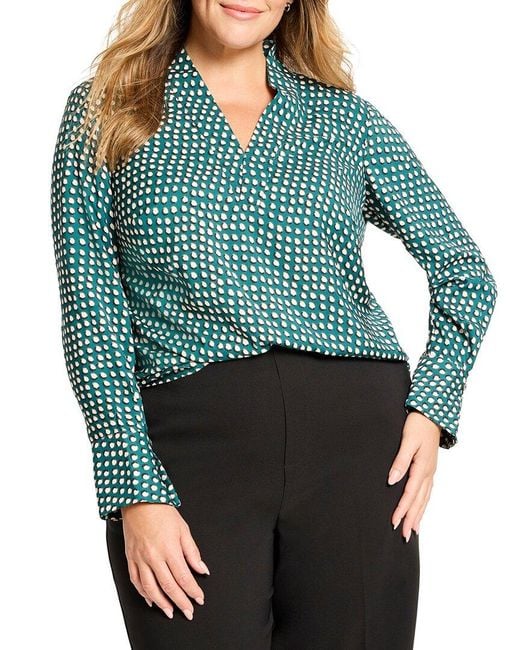NIC+ZOE Blue Plus Shadow Dot Top