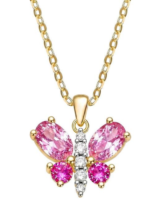 Genevive Jewelry Metallic Rachel Glauber 14K Plated Cz Pendant Necklace