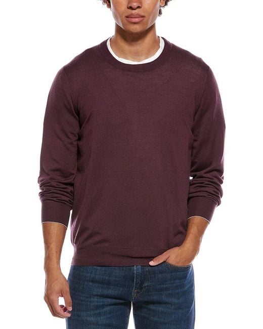 Brunello Cucinelli Purple Cashmere & Wool-Blend Crewneck Sweater for men