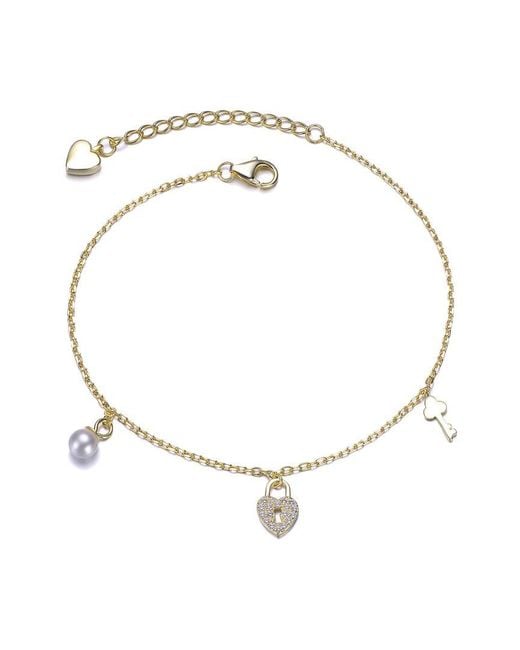 Rachel Glauber Metallic 14K Plated Cz Charm Bracelet